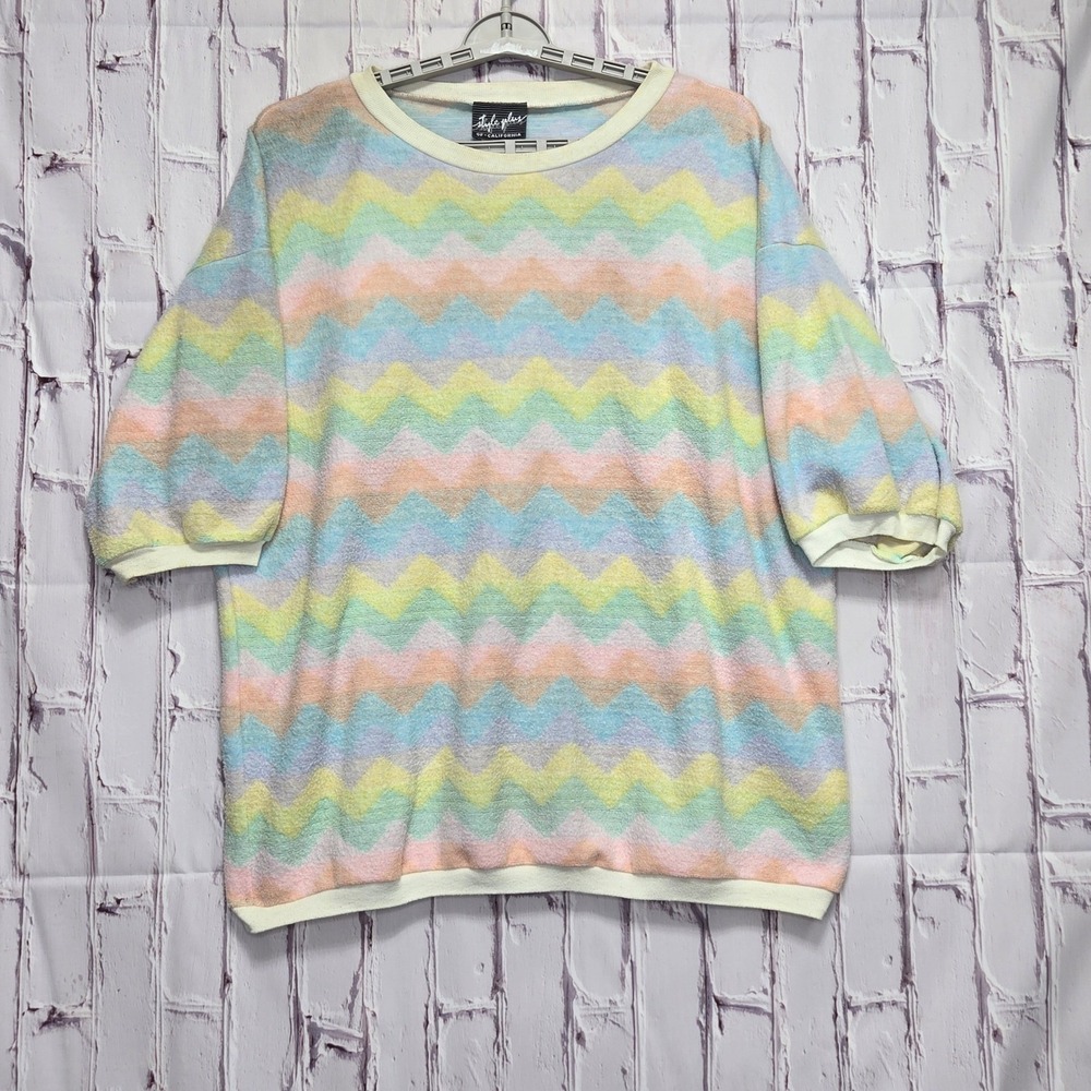 VTG Y2K Style Plus Sweater California Pastel Knit Made in USA Women Sz M